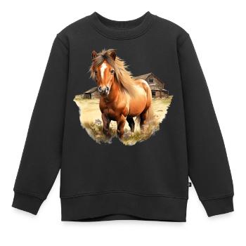 Pony Island Pferd Shetland Pony Shetty - Kinder Premium Organic Sweatshirt - Schwarz - Vorne - AI Model Kid Female (0cm)