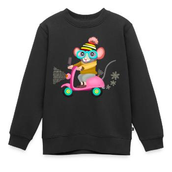 auf Roller - Kinder Premium Organic Sweatshirt - Schwarz - Vorne - AI Model Kid Female (0cm)