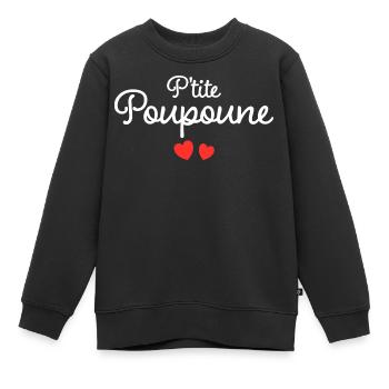 Petite Poupoune Humour Surnom Affectueux Femme - Sweat Premium enfant bio - noir - Devant - AI Model Kid Female (0cm)
