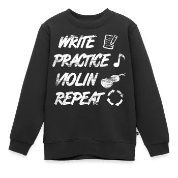 Pratique de l’écriture, répétition du violon - Sweat Premium enfant bio - noir - Devant - AI Model Kid Female (0cm)