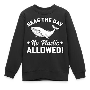 Meere an dem Tag, an dem kein Plastik erlaubt ist - Kinder Premium Organic Sweatshirt - Schwarz - Vorne - AI Model Kid Female (0cm)