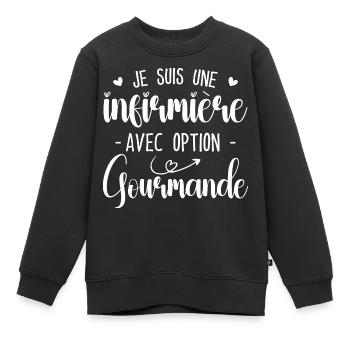 Infirmière Avec Option Gourmande - Sweat Premium enfant bio - noir - Devant - AI Model Kid Female (0cm)