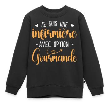 Infirmière Avec Option Gourmande - Sweat Premium enfant bio - noir - Devant - AI Model Kid Female (0cm)