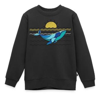 Stilisierter Wal im Meer - Kinder Premium Organic Sweatshirt - Schwarz - Vorne - AI Model Kid Female (0cm)