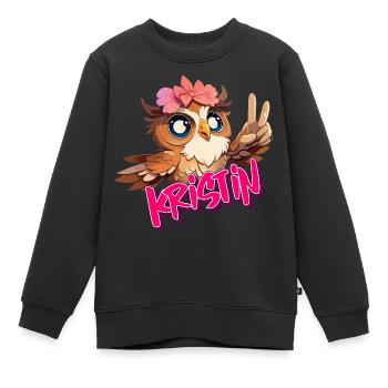KRISTIN - Schöner Mädchen Name mit süßer EULE - Kinder Premium Organic Sweatshirt - Schwarz - Vorne - AI Model Kid Female (0cm)