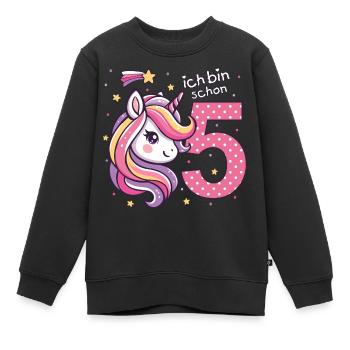 5. Geburtstag - niedliches Einhorn Mädchen - Kinder Premium Organic Sweatshirt - Schwarz - Vorne - AI Model Kid Female (0cm)