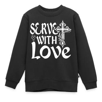 Serving with Love Christian Missionary - Kids Premium Organic Sweatshirt - black - Front - AI Model Kid Female (0cm)