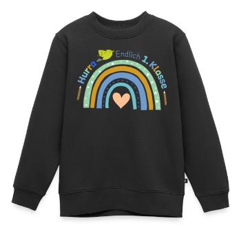 Erste Klasse - Kinder Premium Organic Sweatshirt - Schwarz - Vorne - AI Model Kid Female (0cm)