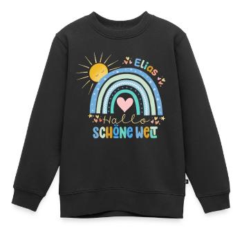 Hallo Welt - Kinder Premium Organic Sweatshirt - Schwarz - Vorne - AI Model Kid Female (0cm)