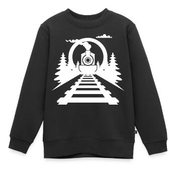 Chemin de fer - Sweat Premium enfant bio - noir - Devant - AI Model Kid Female (0cm)