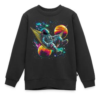 Hamac Astronaute Science Espace - Sweat Premium enfant bio - noir - Devant - AI Model Kid Female (0cm)