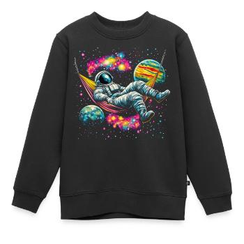Hamac Astronaute Science Espace - Sweat Premium enfant bio - noir - Devant - AI Model Kid Female (0cm)