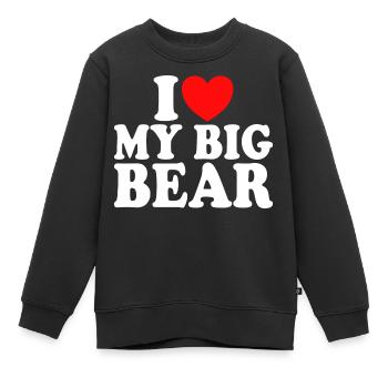 J'Aime Mon Gros Ours Couple Homme Ours - Sweat Premium enfant bio - noir - Devant - AI Model Kid Female (0cm)