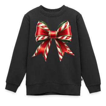 Cadeau De Noël Noeud Canne À Sucre - Sweat Premium enfant bio - noir - Devant - AI Model Kid Female (0cm)