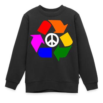 Signe lgbt de paix - signe de paix - Sweat Premium enfant bio - noir - Devant - AI Model Kid Female (0cm)
