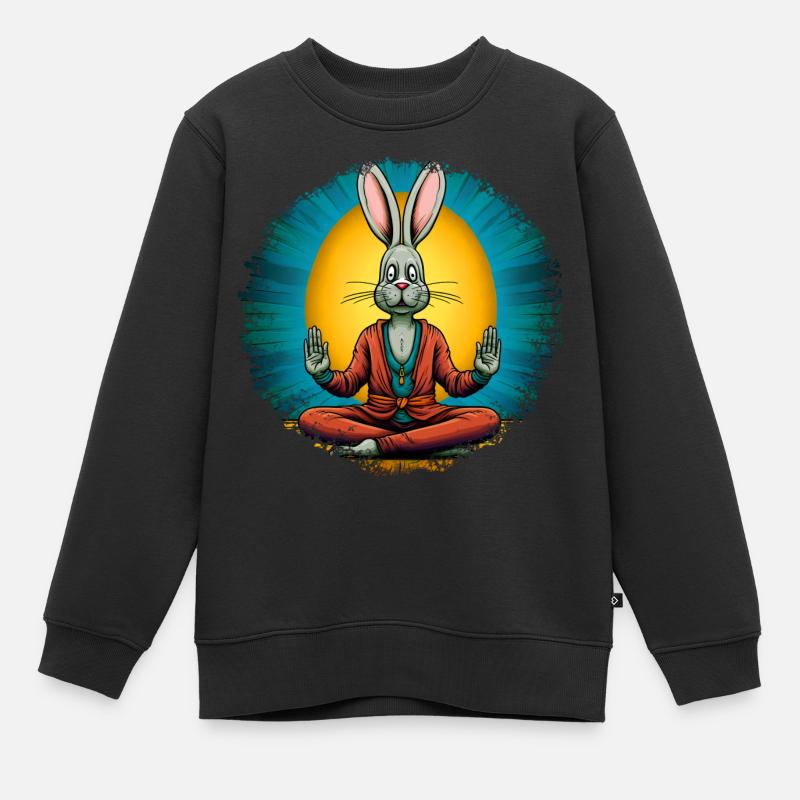 Yoga du lapin de Pâques - Sweat Premium enfant bio - noir