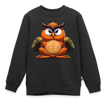 Yogi Owl - Kids Premium Organic Sweatshirt - black - Front - AI Model Kid Female (0cm)