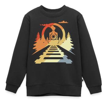 Style rétro ferroviaire - Sweat Premium enfant bio - noir - Devant - AI Model Kid Female (0cm)