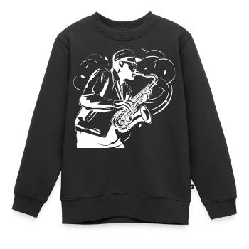 Saxophonist Skizze - Kinder Premium Organic Sweatshirt - Schwarz - Vorne - AI Model Kid Female (0cm)