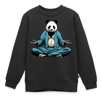Pandas Yoga - Kinder Premium Organic Sweatshirt - Schwarz - Vorne - AI Model Kid Female (0cm)