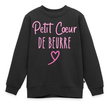Petit cœur de beurre - Sweat Premium enfant bio - noir - Devant - AI Model Kid Female (0cm)