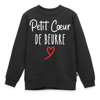kleines Herz aus Butter - Kinder Premium Organic Sweatshirt - Schwarz - Vorne - AI Model Kid Female (0cm)