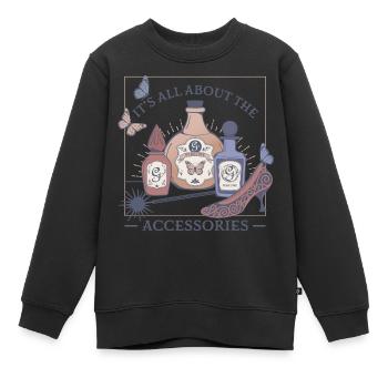 Wicked Design It's All About The Accessoires - Kinder Premium Organic Sweatshirt - Schwarz - Vorne - AI Model Kid Female (0cm)