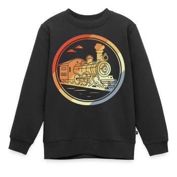 Lokomotive Skizze Retro Style - Kinder Premium Organic Sweatshirt - Schwarz - Vorne - AI Model Kid Female (0cm)