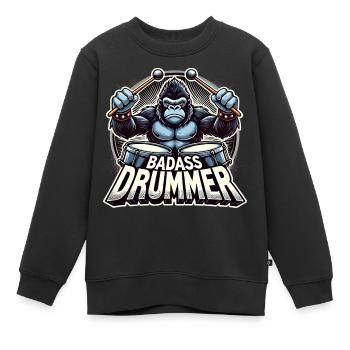 Badass Drummer Gorilla Cool Gift - Sweat Premium enfant bio - noir - Devant - AI Model Kid Female (0cm)