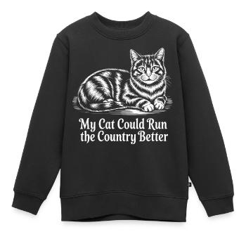 Meine Katze würde das Land besser regieren - Kinder Premium Organic Sweatshirt - Schwarz - Vorne - AI Model Kid Female (0cm)