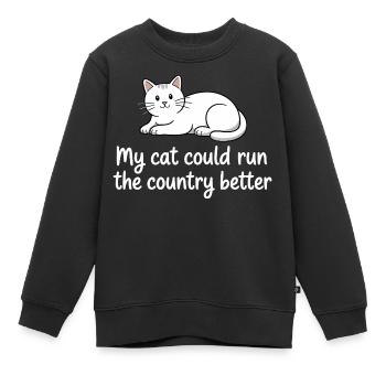 Meine Katze würde das Land besser regieren - Kinder Premium Organic Sweatshirt - Schwarz - Vorne - AI Model Kid Female (0cm)