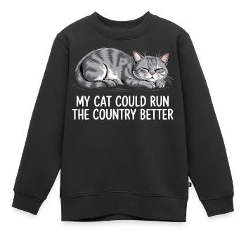 Meine Katze würde das Land besser regieren - Kinder Premium Organic Sweatshirt - Schwarz - Vorne - AI Model Kid Female (0cm)