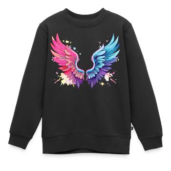angelwings,engelsflügel,graffiti,malerei,bunt - Kinder Premium Organic Sweatshirt - Schwarz - Vorne - AI Model Kid Female (0cm)