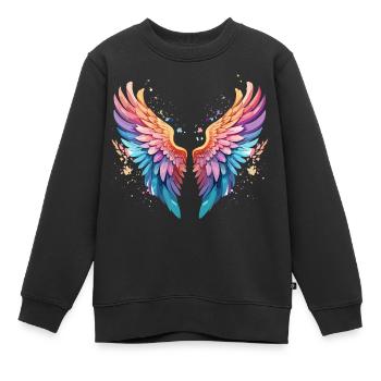 angelwings,engelsflügel,graffiti,malerei,bunt - Kinder Premium Organic Sweatshirt - Schwarz - Vorne - AI Model Kid Female (0cm)
