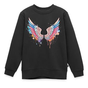 angelwings,engelsflügel,graffiti,malerei,bunt - Kinder Premium Organic Sweatshirt - Schwarz - Vorne - AI Model Kid Female (0cm)