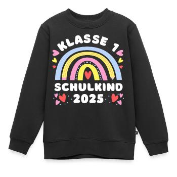 Schulkind 2025 - Regenbogen mit Stift - Klasse 1 - Kinder Premium Organic Sweatshirt - Schwarz - Vorne - AI Model Kid Female (0cm)