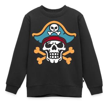 pirate - Sweat Premium enfant bio - noir - Devant - AI Model Kid Female (0cm)