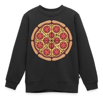 Pepperoni Pizza Motif Dessin Animé Graphique - Sweat Premium enfant bio - noir - Devant - AI Model Kid Female (0cm)