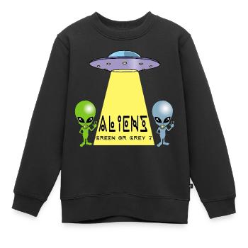 Grün oder grau außerirdisch? - Kinder Premium Organic Sweatshirt - Schwarz - Vorne - AI Model Kid Female (0cm)