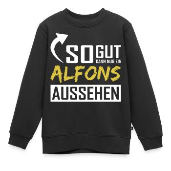 Seul un Alfons peut être aussi beau - Sweat Premium enfant bio - noir - Devant - AI Model Kid Female (0cm)