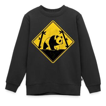 Panda panneau de signalisation jaune - Sweat Premium enfant bio - noir - Devant - AI Model Kid Female (0cm)