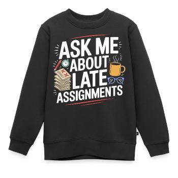 Professeur de lycée Demandez-moi des sujets de la matière - Sweat Premium enfant bio - noir - Devant - AI Model Kid Female (0cm)