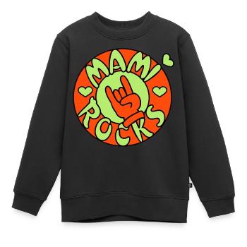 mami rocks (cercle, 3c) - Sweat Premium enfant bio - noir - Devant - AI Model Kid Female (0cm)