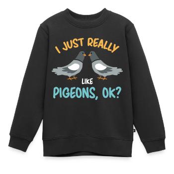 Pigeons Pigeons Pigeons Amateurs Cadeau - Sweat Premium enfant bio - noir - Devant - AI Model Kid Female (0cm)