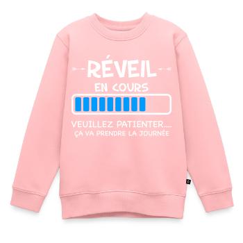 réveil matin - Sweat Premium enfant bio - rose - Devant - AI Model Kid Female (0cm)