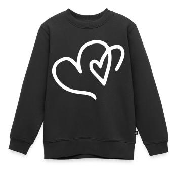 Herz Emoji Skizze - Kinder Premium Organic Sweatshirt - Schwarz - Vorne - AI Model Kid Female (0cm)