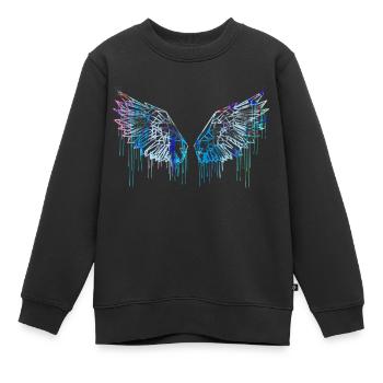 ailes d’ange, ailes, aquarelle, rouge, ailes d’ange - Sweat Premium enfant bio - noir - Devant - AI Model Kid Female (0cm)