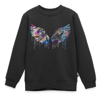 ailes d’ange, ailes, aquarelle, rouge, ailes d’ange - Sweat Premium enfant bio - noir - Devant - AI Model Kid Female (0cm)