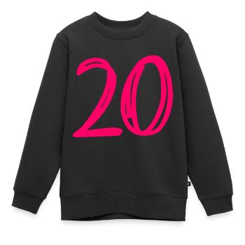 20 ANS. 20e ANNIVERSAIRE. ANNIVERSAIRE 20 ANS. 20 - Sweat Premium enfant bio - noir - Devant - AI Model Kid Female (0cm)