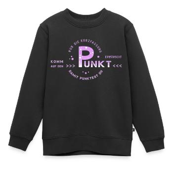 get to the point - Kids Premium Organic Sweatshirt - black - Front - AI Model Kid Female (0cm)